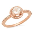 thumbnail image 1 of Dazzlingrock Collection 14K Round Cut Morganite & White Diamond Halo Bridal Engagement Ring 1 CT, Rose Gold, Size 9, 1 of 1