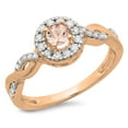 thumbnail image 1 of Dazzlingrock Collection 14K Round Cut Morganite & White Diamond Ladies Swirl Bridal Halo Engagement Ring, Rose Gold, Size 4.5, 1 of 1