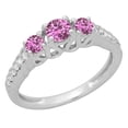 thumbnail image 1 of Dazzlingrock Collection 14K Round Cut Pink Sapphire & White Diamond Bridal 3 Stone Engagement Ring, White Gold, Size 7.5, 1 of 1