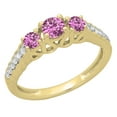 thumbnail image 1 of Dazzlingrock Collection 14K Round Cut Pink Sapphire & White Diamond Bridal 3 Stone Engagement Ring, Yellow Gold, Size 9, 1 of 1