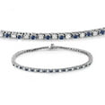 thumbnail image 1 of Dazzlingrock Collection 14K Round Cut Real Blue Sapphire & White Diamond Ladies Tennis Bracelet, White Gold, 1 of 1