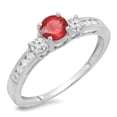 thumbnail image 1 of Dazzlingrock Collection 14K Round Cut Ruby & White Diamond Bridal 3 Stone Engagement Ring, White Gold, Size 8, 1 of 1