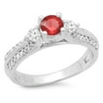 thumbnail image 1 of Dazzlingrock Collection 14K Round Cut Ruby & White Diamond Ladies Bridal 3 Stone Engagement Ring, White Gold, Size 5.5, 1 of 1
