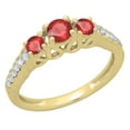 thumbnail image 1 of Dazzlingrock Collection 14K Round Cut Ruby & White Diamond Ladies Bridal 3 Stone Engagement Ring, Yellow Gold, Size 9, 1 of 1