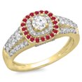 thumbnail image 1 of Dazzlingrock Collection 14K Round Cut Ruby & White Diamond Vintage Style Bridal Halo Engagement Ring, Yellow Gold, Size 6.5, 1 of 1