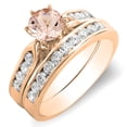 thumbnail image 1 of Dazzlingrock Collection 14K Round Morganite & White Diamond Bridal Engagement Ring Set With Matching Band, Rose Gold, Size 4, 1 of 1