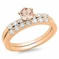 thumbnail image 1 of Dazzlingrock Collection 14K Round Morganite & White Diamond Bridal Engagement Ring With Matching Band Set, Rose Gold, Size 4.5, 1 of 1