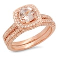 thumbnail image 1 of Dazzlingrock Collection 14K Round Morganite & White Diamond Bridal Split Shank Halo Engagement Ring Set, Rose Gold, Size 8.5, 1 of 1