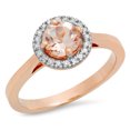 thumbnail image 1 of Dazzlingrock Collection 14K Round Morganite & White Diamond Ladies Halo Style Bridal Engagement Ring, Rose Gold, Size 7, 1 of 4