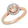 thumbnail image 1 of Dazzlingrock Collection 14K Round Morganite & White Diamond Ladies Halo Style Bridal Engagement Ring, Rose Gold, Size 8, 1 of 4