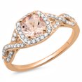 thumbnail image 1 of Dazzlingrock Collection 14K Round Morganite & White Diamond Ladies Swirl Split Shank Halo Engagement Ring, Rose Gold, Size 4.5, 1 of 1