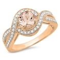 thumbnail image 1 of Dazzlingrock Collection 14K Round Morganite & White Diamond Twisted Split Shank Bridal Halo Engagement Ring, Rose Gold, Size 7.5, 1 of 1