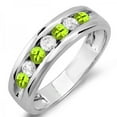thumbnail image 1 of Dazzlingrock Collection 14K Round Peridot & White Diamond Mens Anniversary Wedding Band Ring, White Gold, Size 13, 1 of 1