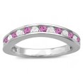 thumbnail image 1 of Dazzlingrock Collection 14K Round Pink Sapphire & Diamond Curved Guard Bridal Wedding Band, White Gold, Size 6.5, 1 of 1