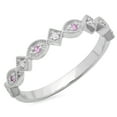 thumbnail image 1 of Dazzlingrock Collection 14K Round Pink Sapphire & Diamond Ladies Vintage Style Stackable Wedding Band, White Gold, Size 6.5, 1 of 9