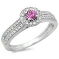 thumbnail image 1 of Dazzlingrock Collection 14K Round Pink Sapphire & White Diamond Bridal Halo Cluster Engagement Ring, White Gold, Size 4.5, 1 of 1