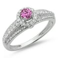 thumbnail image 1 of Dazzlingrock Collection 14K Round Pink Sapphire & White Diamond Bridal Halo Style Engagement Ring, White Gold, Size 5, 1 of 1