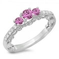 thumbnail image 1 of Dazzlingrock Collection 14K Round Pink Sapphire & White Diamond Bridal Vintage 3 Stone Engagement Ring, White Gold, Size 6.5, 1 of 1