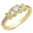 thumbnail image 1 of Dazzlingrock Collection 14K Round Pink Sapphire & White Diamond Bridal Vintage Style Engagement Ring, Yellow Gold, Size 4.5, 1 of 1