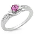 thumbnail image 1 of Dazzlingrock Collection 14K Round Pink Sapphire & White Diamond Crossover 3 Stone Engagement Ring, White Gold, Size 5, 1 of 1