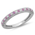 thumbnail image 1 of Dazzlingrock Collection 14K Round Pink Sapphire & White Diamond Ladies Anniversary Wedding Stackable Band, White Gold, Size 8, 1 of 1