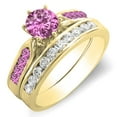 thumbnail image 1 of Dazzlingrock Collection 14K Round Pink Sapphire & White Diamond Ladies Bridal Engagement Ring Set, Yellow Gold, Size 8, 1 of 1