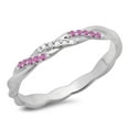 thumbnail image 1 of Dazzlingrock Collection 14K Round Pink Sapphire & White Diamond Ladies Swirl Wedding Band Stackable Ring, White Gold, Size 9.5, 1 of 1