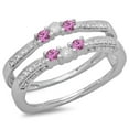 thumbnail image 1 of Dazzlingrock Collection 14K Round Pink Sapphire & White Diamond Ladies Wedding Band Enhancer Guard Ring, White Gold, Size 6.5, 1 of 1