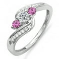 thumbnail image 1 of Dazzlingrock Collection 14K Round Pink Sapphire & White Diamond Swirl Engagement 3 Stone Bridal Ring, White Gold, Size 10, 1 of 1