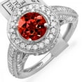 thumbnail image 1 of Dazzlingrock Collection 14K Round Red Garnet & White Diamond Vintage Halo Engagement Bridal Ring, White Gold, Size 5, 1 of 1