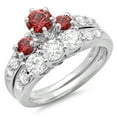 thumbnail image 1 of Dazzlingrock Collection 14K Round Red Ruby & White Diamond 3 Stone Bridal Engagement Ring Set, White Gold, Size 5.5, 1 of 1