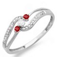 thumbnail image 1 of Dazzlingrock Collection 14K Round Ruby And White Diamond Ladies 3 stone Engagement Promise Ring, White Gold, Size 5, 1 of 1