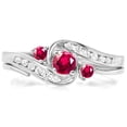 thumbnail image 1 of Dazzlingrock Collection 14K Round Ruby And White Diamond Swirl Bridal Engagement Ring Matching Band Set, White Gold, Size 8.5, 1 of 1