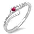 thumbnail image 1 of Dazzlingrock Collection 14K Round Ruby And White Diamond Wave Ladies Bridal Promise Engagement Ring, White Gold, Size 6, 1 of 1