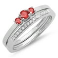 thumbnail image 1 of Dazzlingrock Collection 14K Round Ruby & White Diamond Bridal Engagement 3 Stone Ring Band Set, White Gold, Size 6, 1 of 1