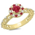 thumbnail image 1 of Dazzlingrock Collection 14K Round Ruby & White Diamond Bridal Vintage Halo Style Engagement Ring, Yellow Gold, Size 6.5, 1 of 1