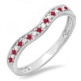 thumbnail image 1 of Dazzlingrock Collection 14K Round Ruby & White Diamond Ladies Anniversary Wedding Band Guard Ring, White Gold, Size 7.5, 1 of 1