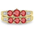 thumbnail image 1 of Dazzlingrock Collection 14K Round Ruby & White Diamond Ladies Bridal 3 Stone Engagement Ring Set, Yellow Gold, Size 4.5, 1 of 1