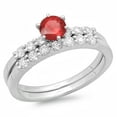 thumbnail image 1 of Dazzlingrock Collection 14K Round Ruby & White Diamond Ladies Bridal Engagement Ring Band Set, White Gold, Size 10, 1 of 1