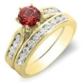 thumbnail image 1 of Dazzlingrock Collection 14K Round Ruby & White Diamond Ladies Bridal Engagement Ring Set, Yellow Gold, Size 8.5, 1 of 1