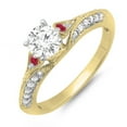 thumbnail image 1 of Dazzlingrock Collection 14K Round Ruby & White Diamond Ladies Bridal Engagement Ring, Yellow Gold, Size 9.5, 1 of 1