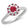thumbnail image 1 of Dazzlingrock Collection 14K Round Ruby & White Diamond Ladies Bridal Halo Style Engagement Ring, White Gold, Size 5, 1 of 1