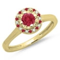 thumbnail image 1 of Dazzlingrock Collection 14K Round Ruby & White Diamond Ladies Bridal Halo Style Engagement Ring, Yellow Gold, Size 6.5, 1 of 1