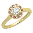 thumbnail image 1 of Dazzlingrock Collection 14K Round Ruby & White Diamond Ladies Bridal Halo Style Engagement Ring, Yellow Gold, Size 9.5, 1 of 1