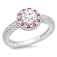 thumbnail image 1 of Dazzlingrock Collection 14K Round Ruby & White Diamond Ladies Bridal Vintage Halo Style Engagement Ring, White Gold, Size 4, 1 of 1