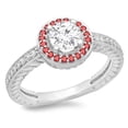 thumbnail image 1 of Dazzlingrock Collection 14K Round Ruby & White Diamond Ladies Bridal Vintage Halo Style Engagement Ring, White Gold, Size 8, 1 of 1