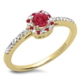 thumbnail image 1 of Dazzlingrock Collection 14K Round Ruby & White Diamond Ladies Halo Style Bridal Engagement Ring, Yellow Gold, Size 8, 1 of 1