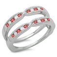 thumbnail image 1 of Dazzlingrock Collection 14K Round Ruby & White Diamond Ladies Millgrain Wedding Band Guard Ring, White Gold, Size 8.5, 1 of 1