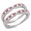 thumbnail image 1 of Dazzlingrock Collection 14K Round Ruby & White Diamond Ladies Millgrain Wedding Band Guard Ring, White Gold, Size 9.5, 1 of 1