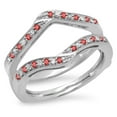 thumbnail image 1 of Dazzlingrock Collection 14K Round Ruby & White Diamond Ladies Wedding Band Enhancer Guard Double Ring, White Gold, Size 6.5, 1 of 1